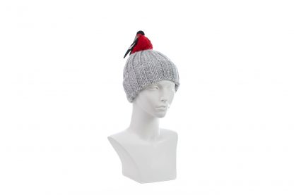 You're So Tweet - Grey and Red Bird Bobble Hat - Image 2
