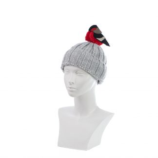 You're So Tweet - Grey and Red Bird Bobble Hat