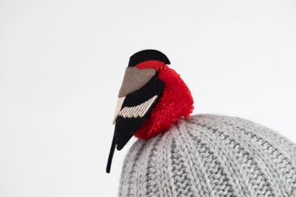 You're So Tweet - Grey and Red Bird Bobble Hat - Image 9