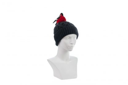 You're So Tweet - Dark Grey and Red Bird Bobble Hat - Image 2