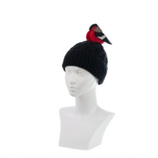 You're So Tweet - Dark Grey and Red Bird Bobble Hat